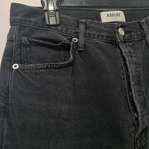 Agolde Button Fly Photogram 90's Straight Jeans Size 27 Washed Black - Picture 9 of 14